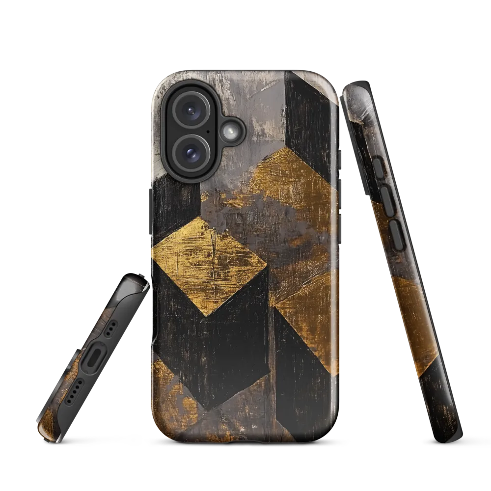 Geometric Harmony in Gold and Black | Phone Case |  16 | Tough Case | Glossy