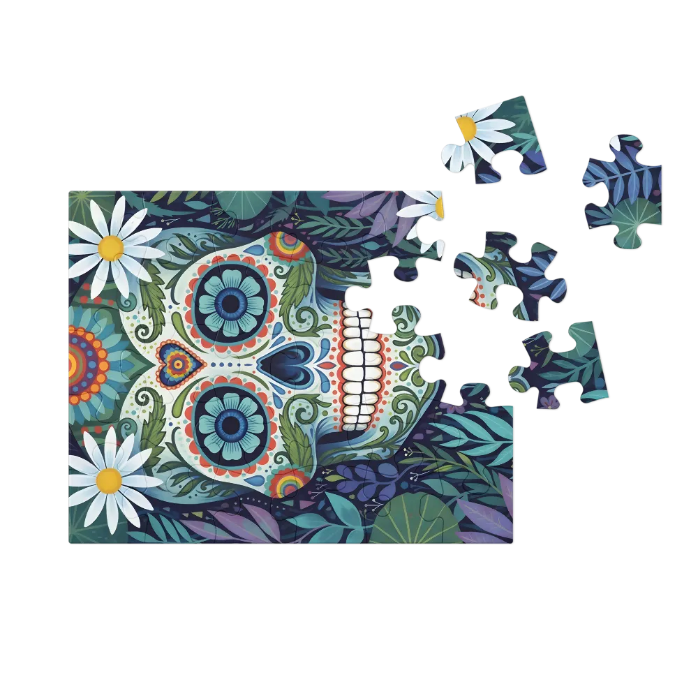 Floral Sugar Skull 
 Jigsaw Puzzle in Tin Box
