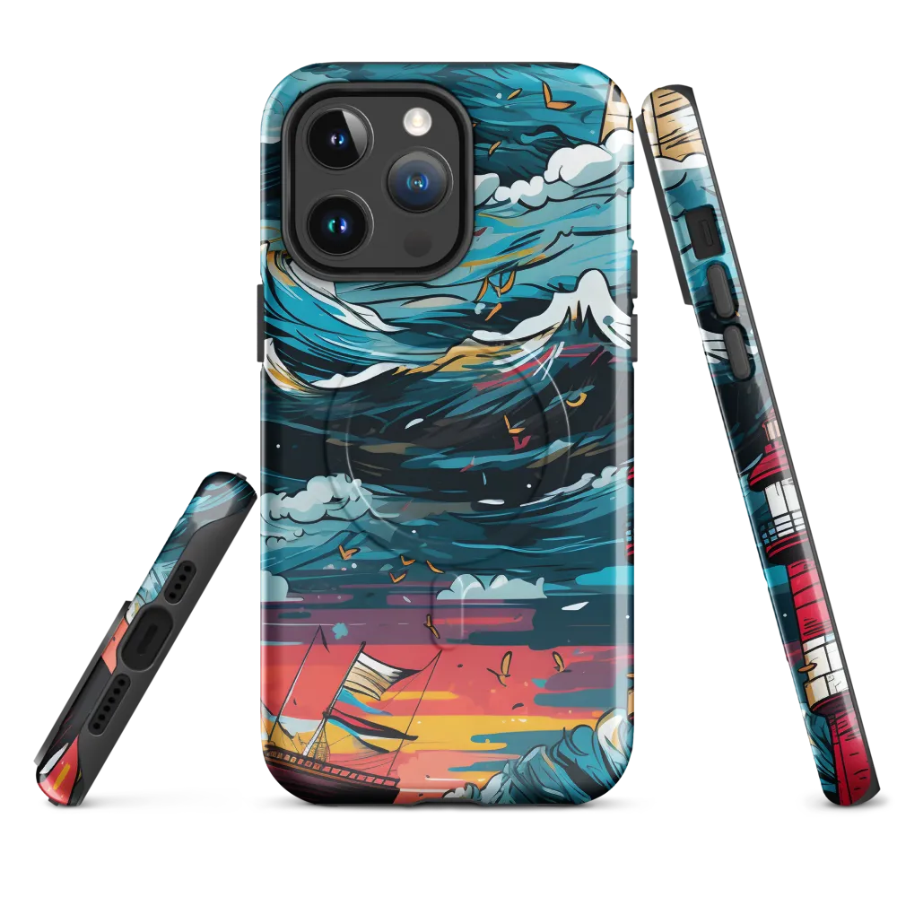 Turbulent Seas: A Lighthouse Adventure | Phone Case |  14 Pro Max | MagSafe® Tough Case | Glossy