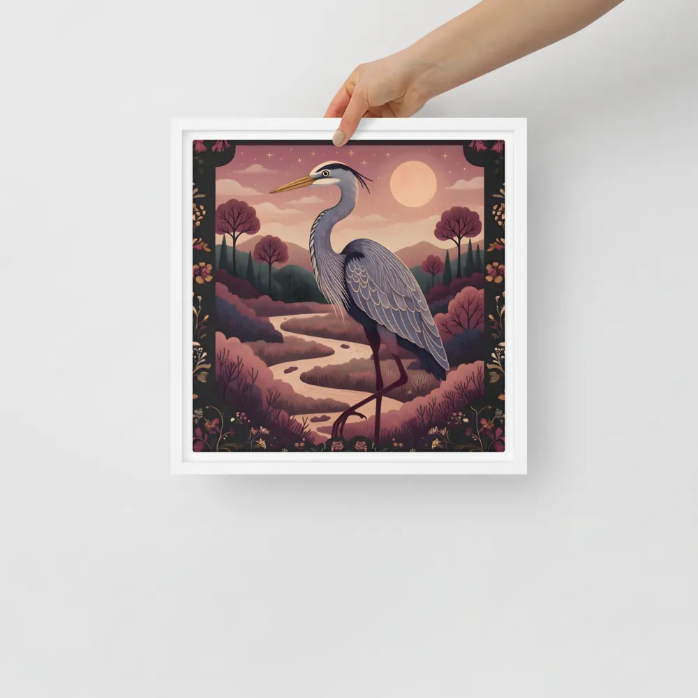 Moonlit Heron 
 Canvas with White Frame | 12″x 12″