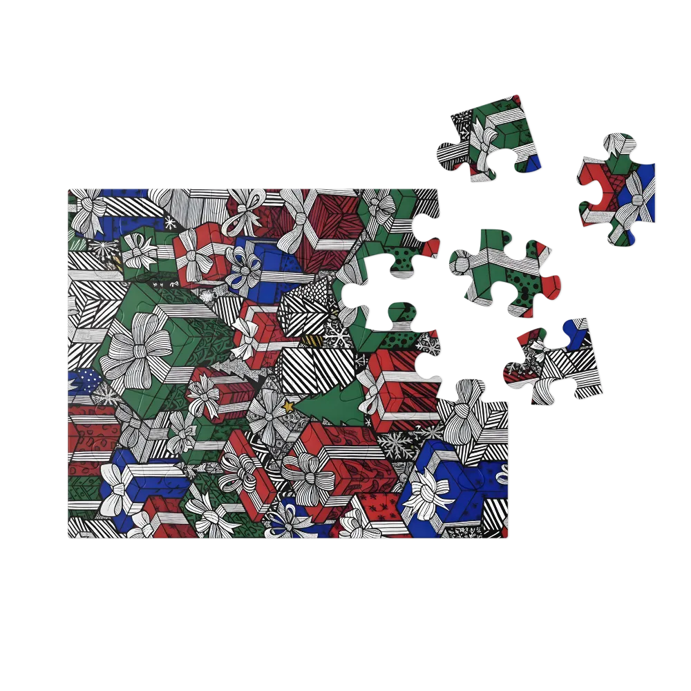 Christmas Gift Pile 
 Jigsaw Puzzle in Tin Box