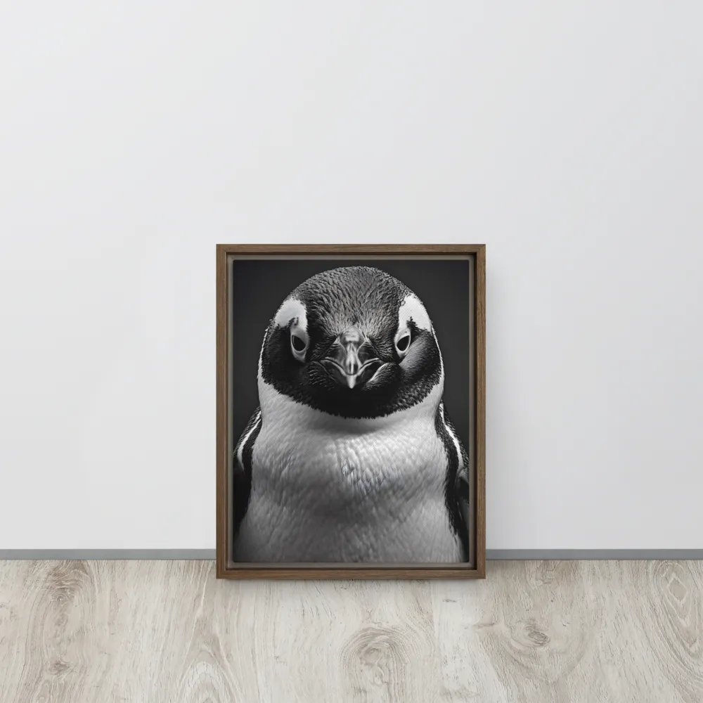 Majestic Penguin Portrait | Canvas with Brown Frame | 11″×14″