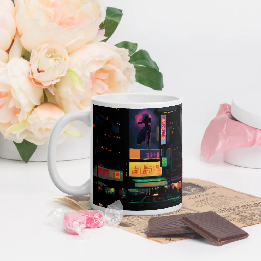 Neon Dreams: A Pixelated Urban Night | Mugs | Multiple Sizes & Colors