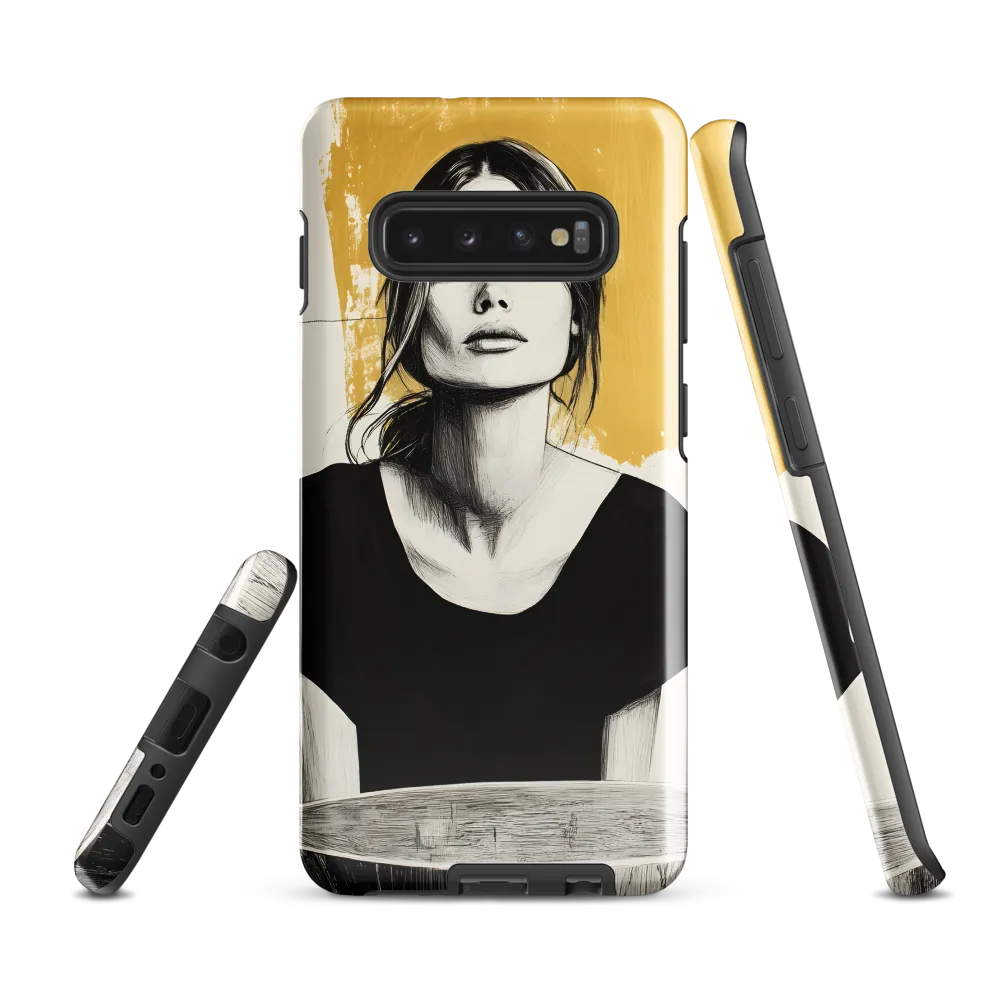 Golden Serenity: A Minimalist Portrait | Phone Case |  S10 Plus | Tough Case | Glossy