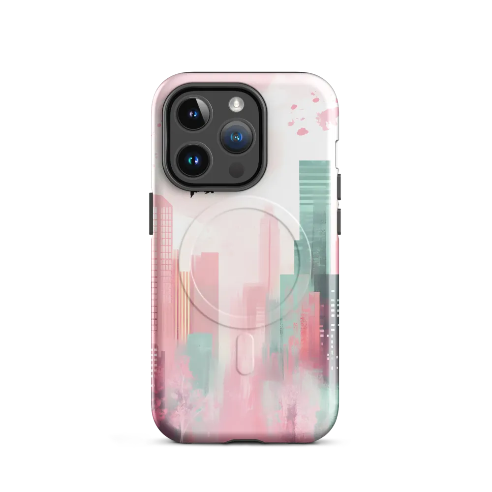 Dreamy Cityscape in Pink and Cyan