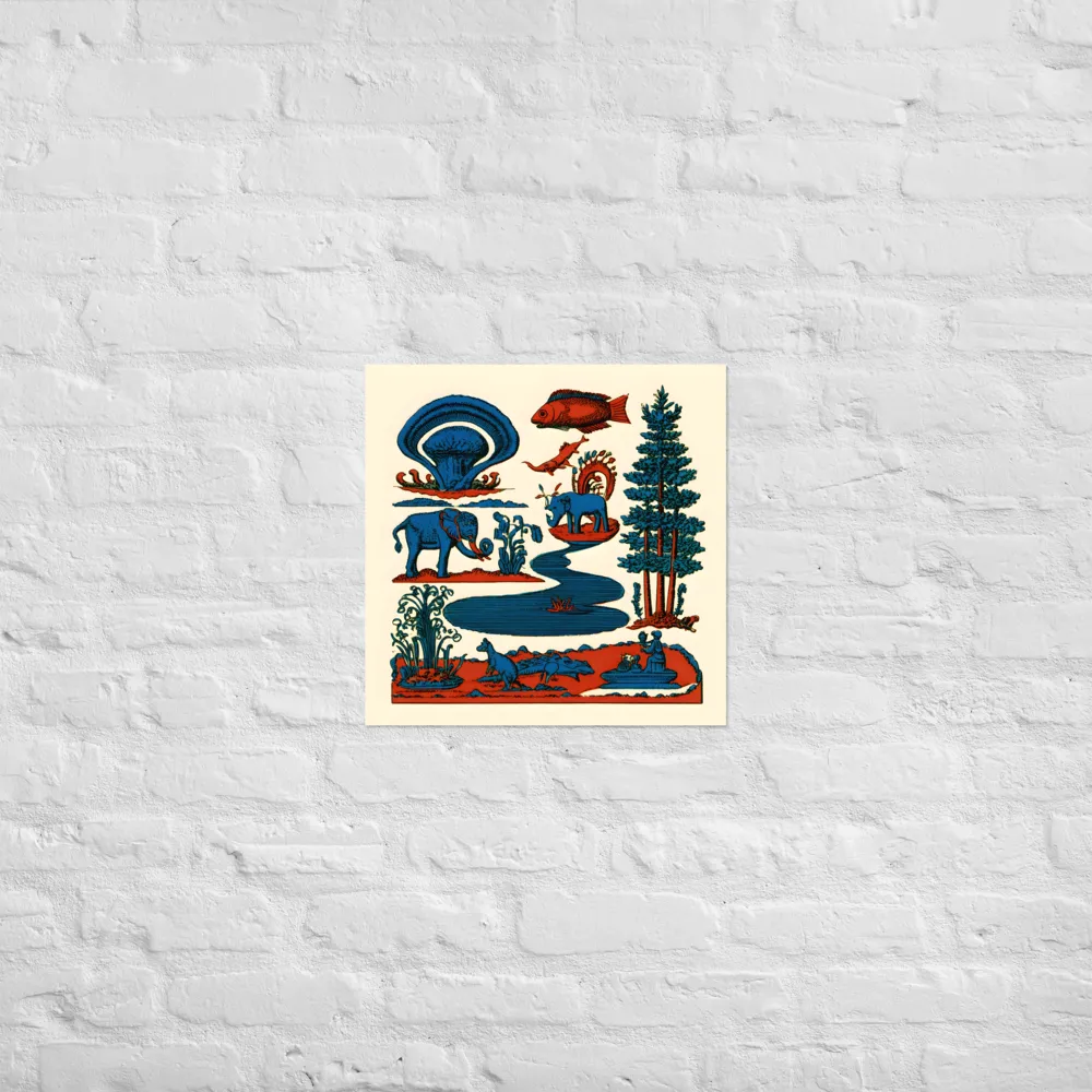 Pondside Elephants 
 Poster | 18″x 18″