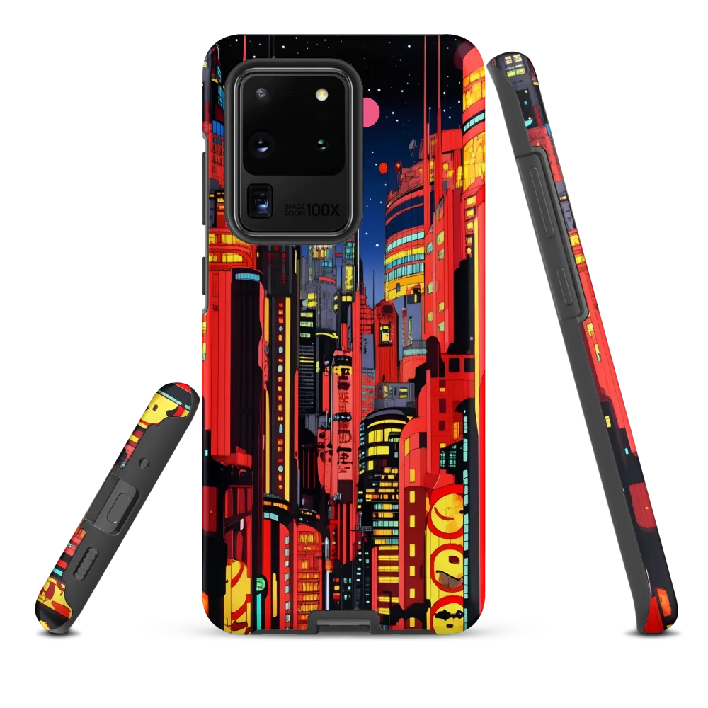 Neon Dreams: A Cyberpunk Cityscape | Phone Case |  S20 Ultra | Tough Case | Matte