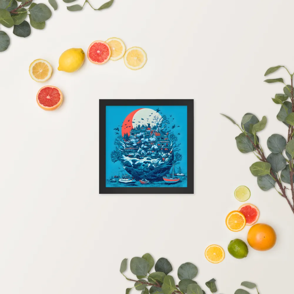 Harbor of the Floating Isle 
 Poster with Black Frame | 10″x 10″