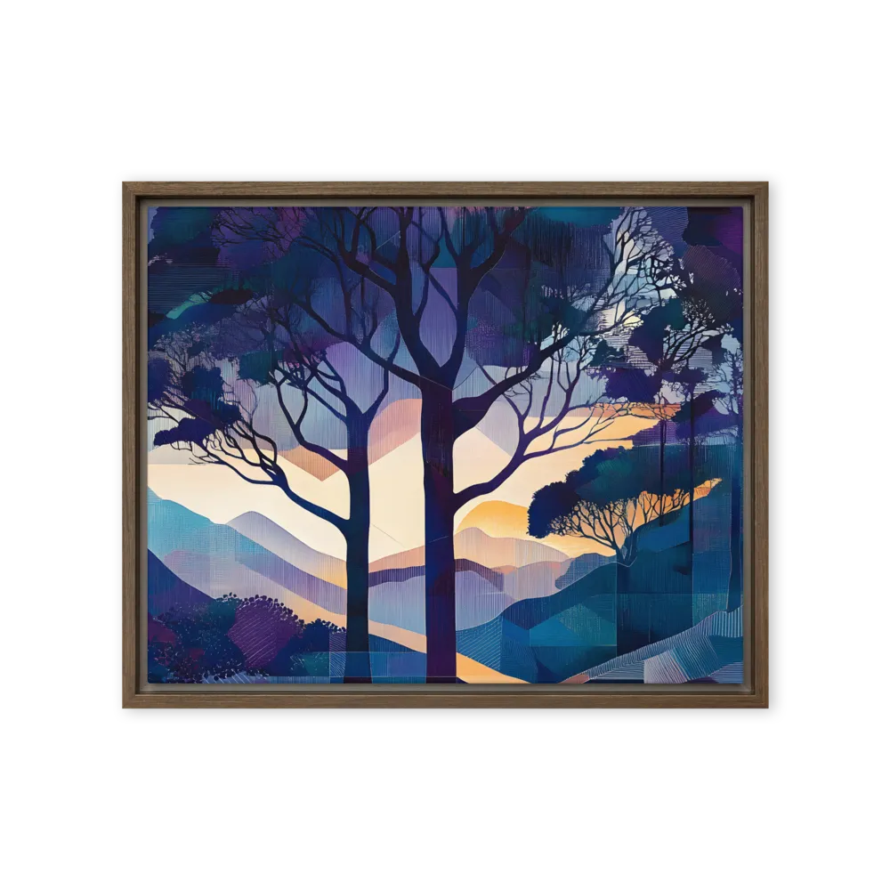 Tranquil Geometry: A Journey Through Color | Canvas with Brown Frame | 16″×20″