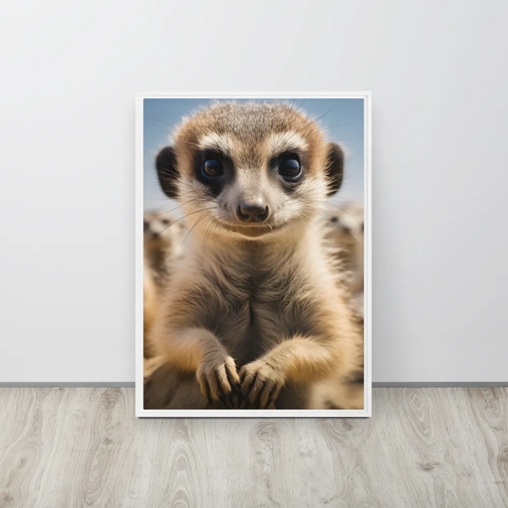 Curious Stance: The Meerkat's Gaze | Canvas with White Frame | 20″×28″
