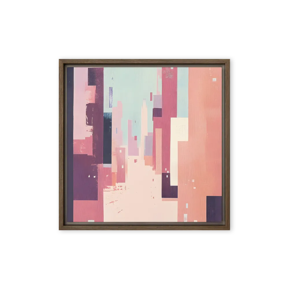 Tranquil Cityscape | Canvas with Brown Frame | 16″×16″