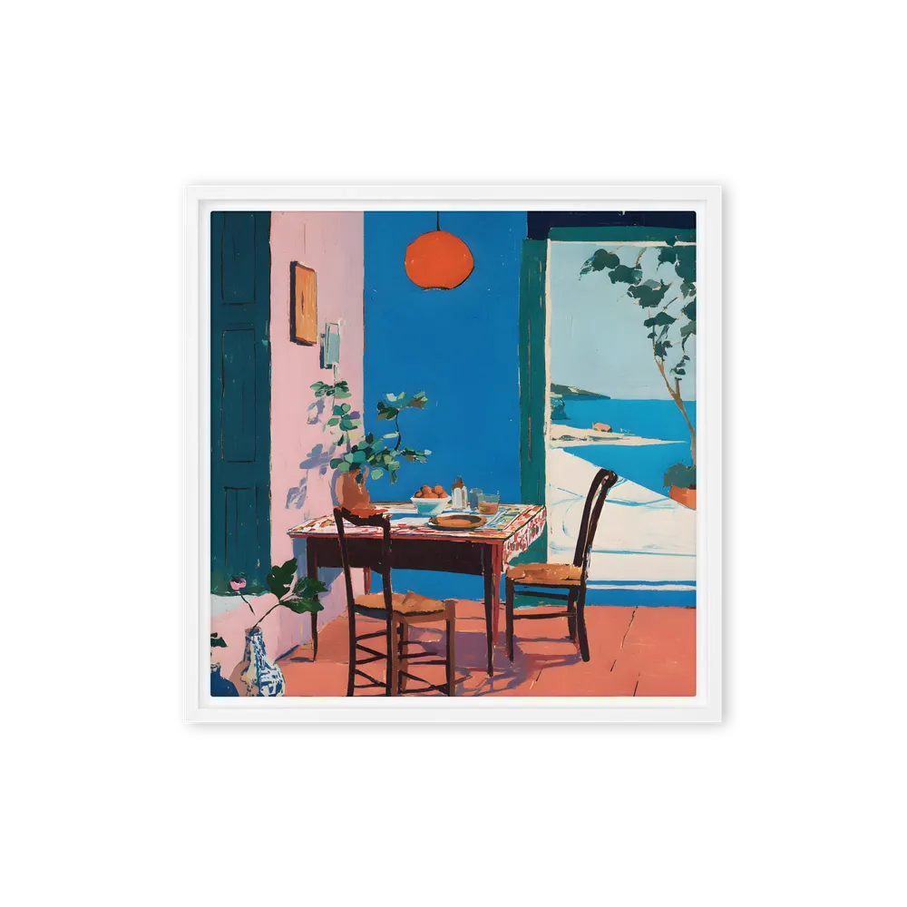 Breakfast by the Sea 
 Canvas with White Frame | 16″x 16″