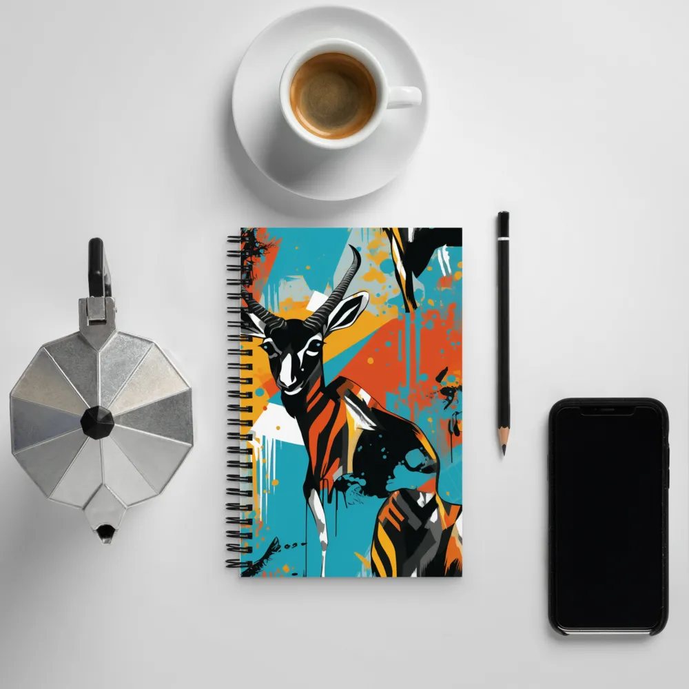 Dynamic Antelope in Vivid Abstract | Spiral Notebook