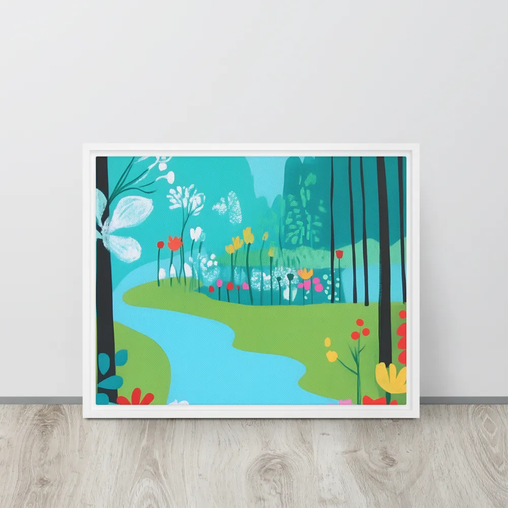 Whispers of Spring: A Colorful Retreat | Canvas with White Frame | 16″×20″