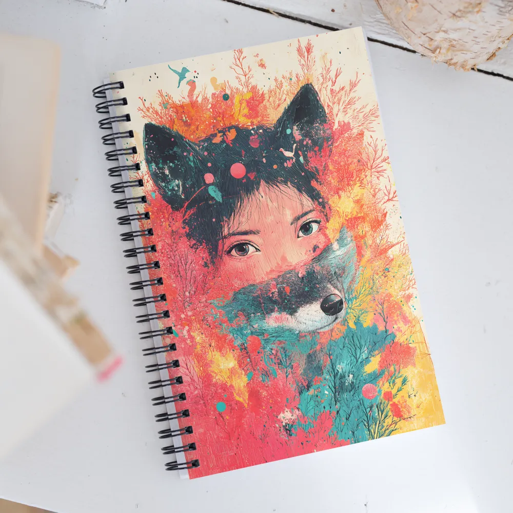 Harmony of Spirit: Girl and Wolf | Spiral Notebook