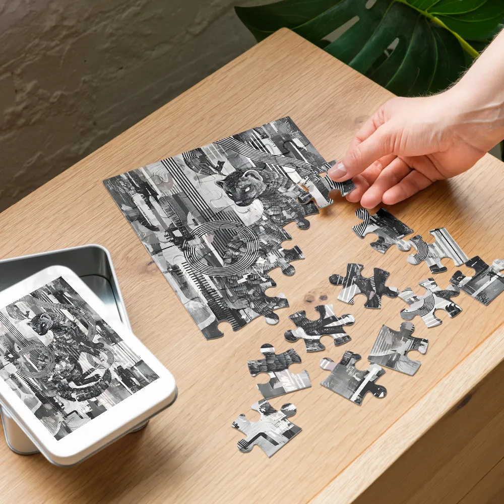 Collaged Weasel 
 Jigsaw Puzzle in Tin Box