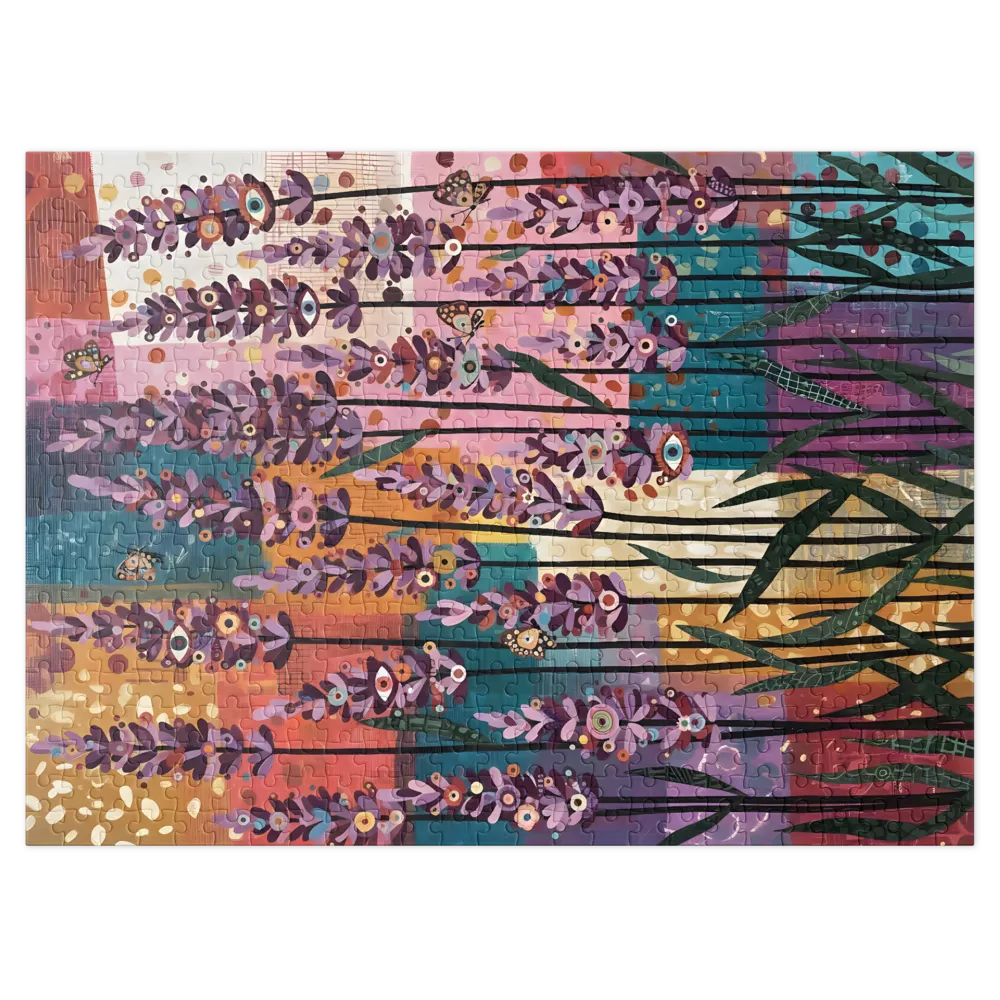 Watcher in the Lavender Field 
 Jigsaw Puzzle in Tin Box