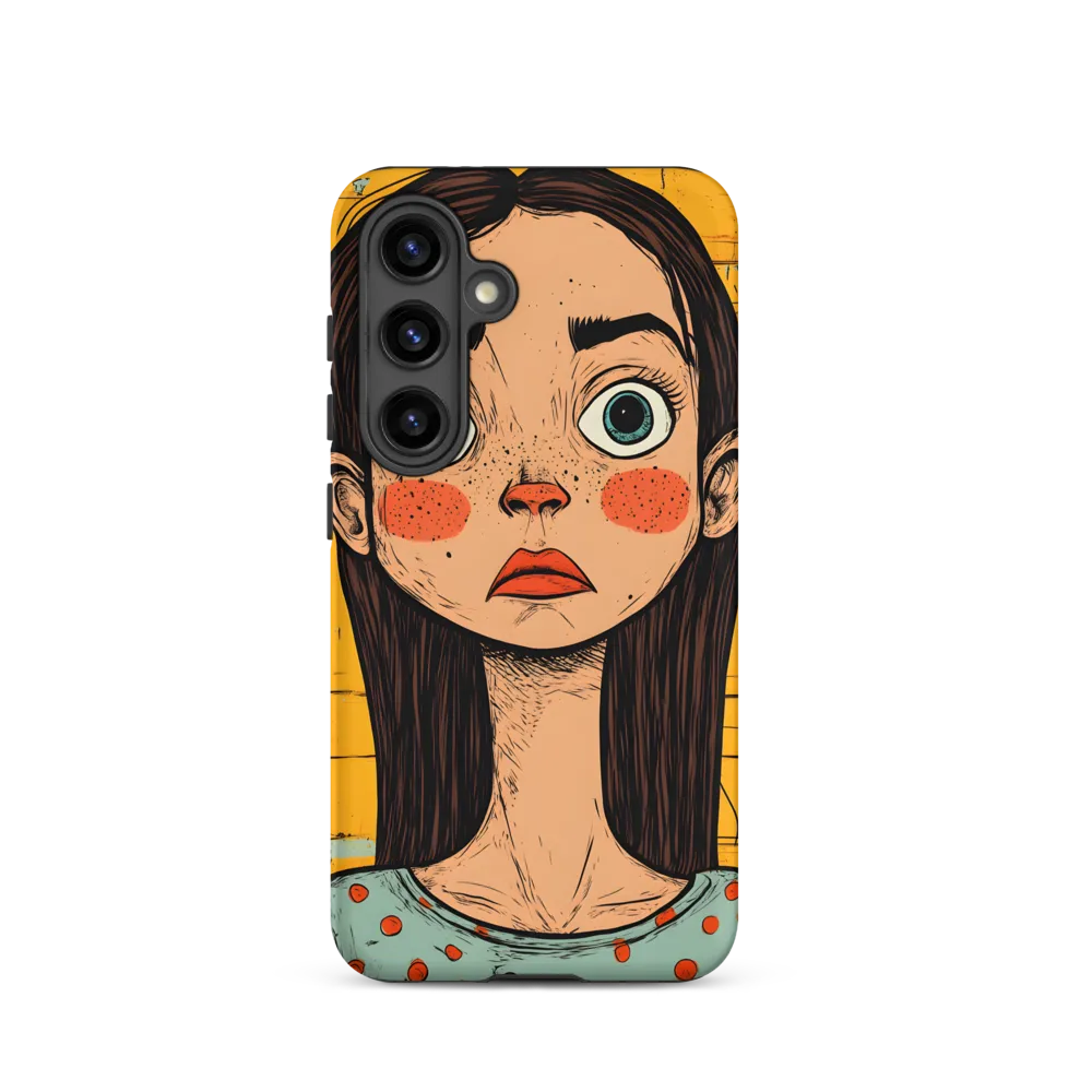 Wide-Eyed Portrait on Distressed Yellow Planks