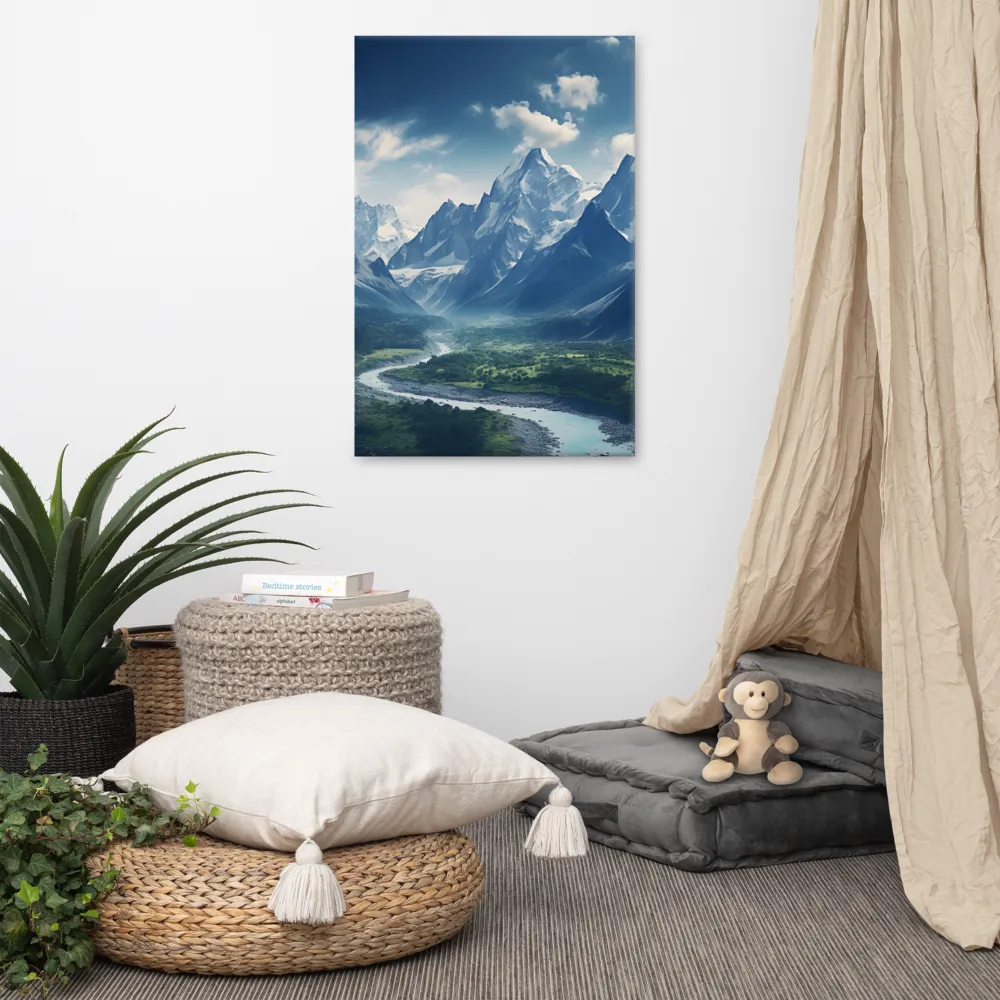 Majestic Serenity: A Landscape of Mountains and Rivers | Canvas | 24″×36″