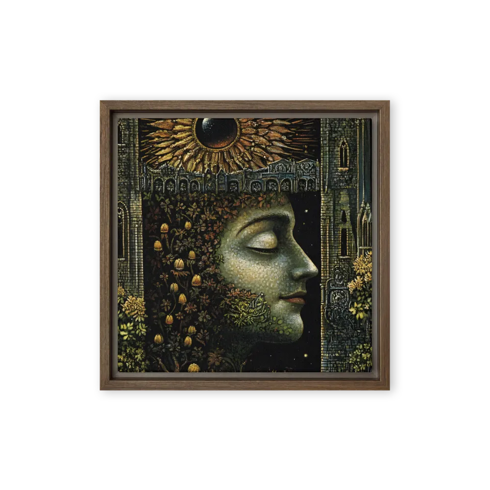 Nature’s Embrace: The Infinite Connection | Canvas with Brown Frame | 12″×12″