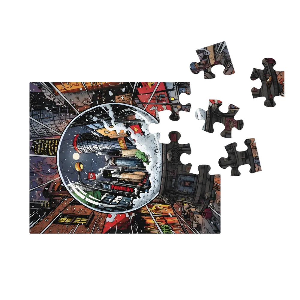 Snow Globe Metropolis 
 Jigsaw Puzzle in Tin Box