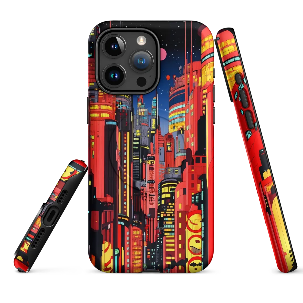 Neon Dreams: A Cyberpunk Cityscape | Phone Case |  15 Pro Max | MagSafe® Tough Case | Matte