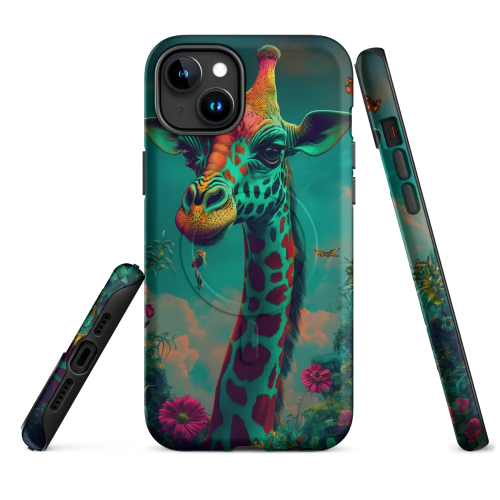 Whimsical Giraffe Among Blossoms | Phone Case |  15 Plus | MagSafe® Tough Case | Matte