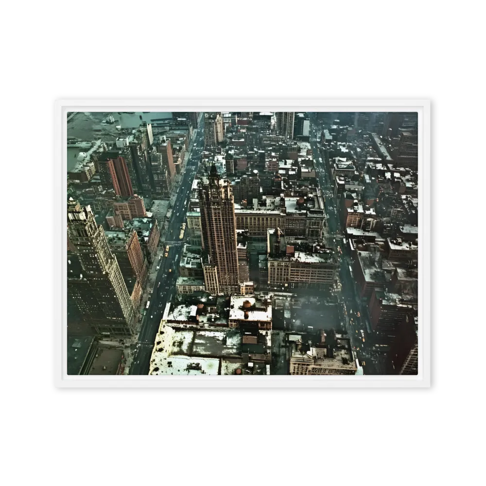 Aerial Symphony of Urban Life | Canvas with White Frame | 18″×24″