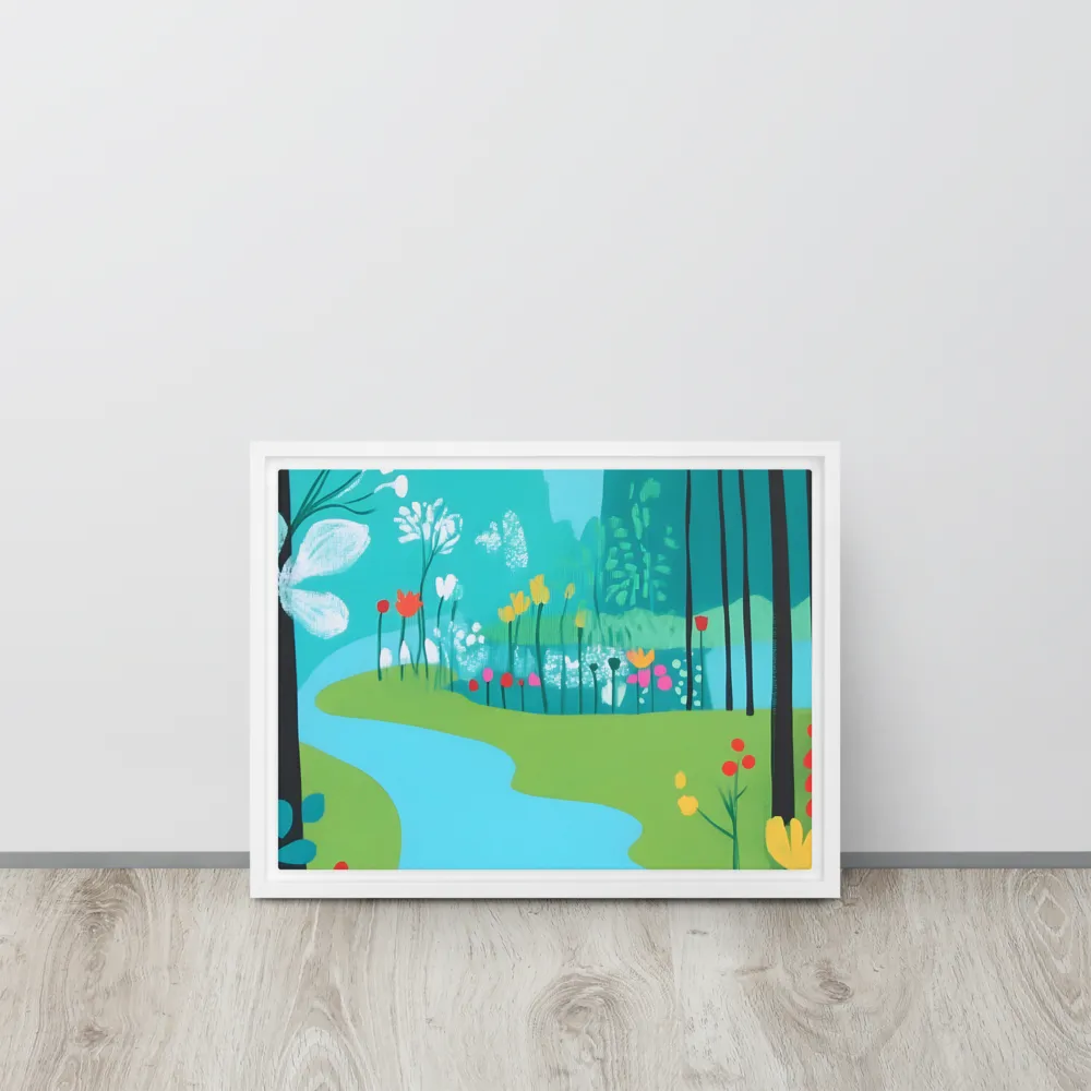 Whispers of Spring: A Colorful Retreat | Canvas with White Frame | 12″×16″
