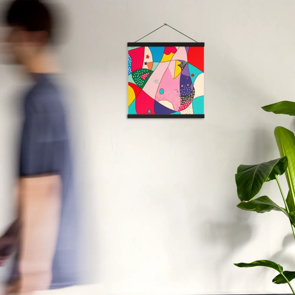 Playful Geometry in Color | Poster With Black Wood Hanger | 16″×16″
