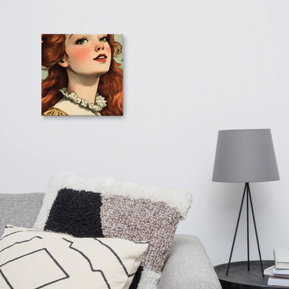 Whimsical Portrait of a Flower-Adorned Girl | Canvas | 16″×16″
