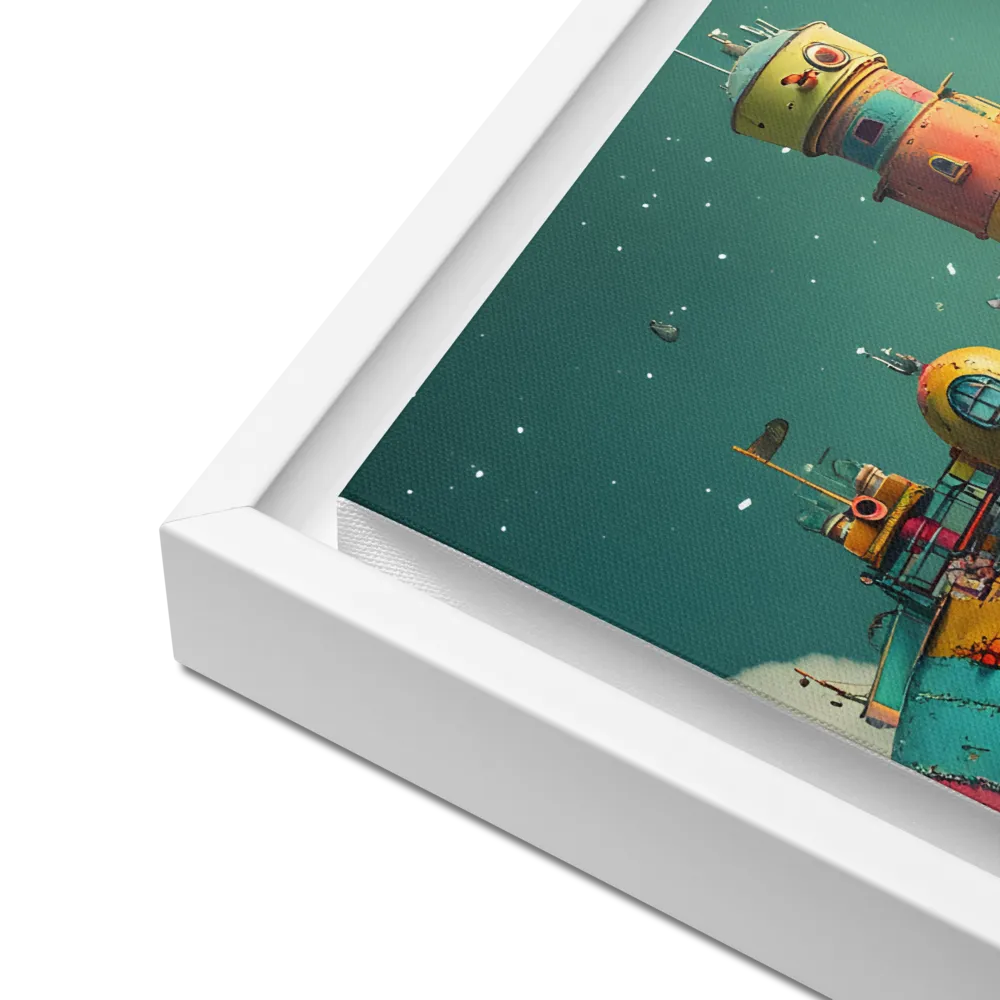 Submerged Dreams: A Whimsical Voyage | Canvas with White Frame | 16″×16″