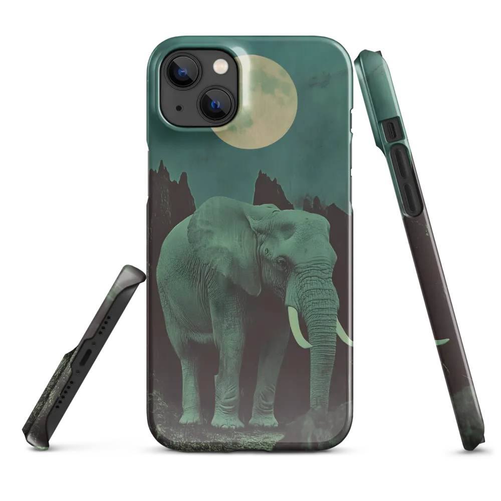 Ethereal Presence: Elephant Under a Full Moon | Phone Case |  14 Plus | Snap Case | Glossy