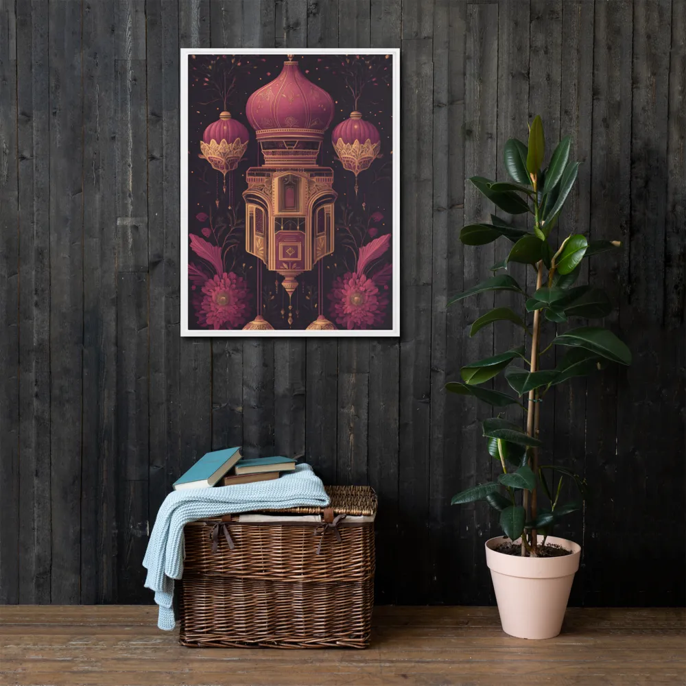 Ornate Harmony: A Digital Floral Architecture | Canvas with White Frame | 24″×32″