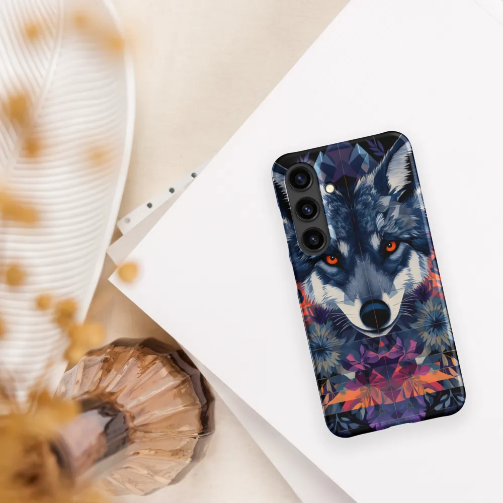 Mystical Wolf Amidst Floral Geometry