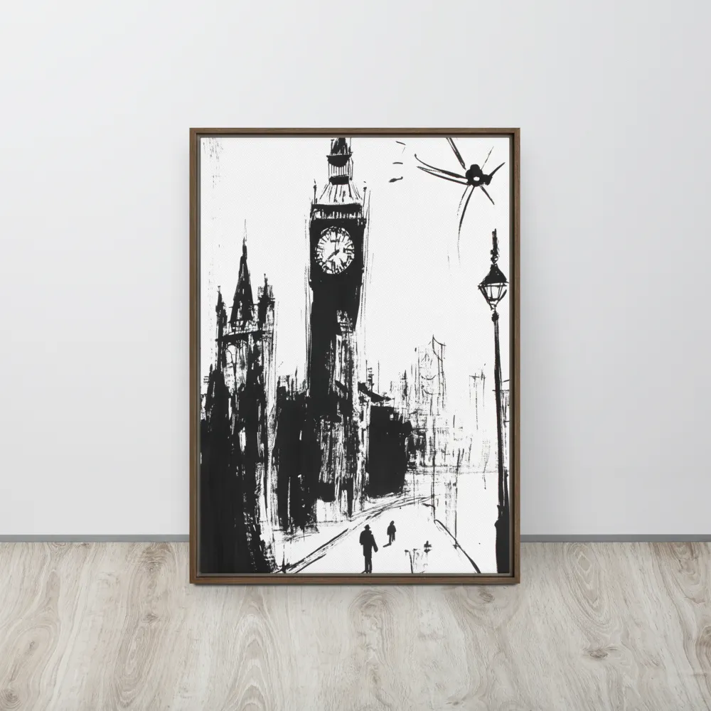 Clock Tower in Motion | Canvas with Brown Frame | 20″×28″