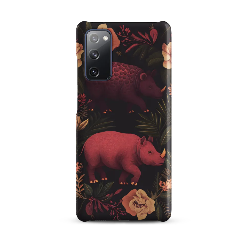Rhinos in Floral Embrace