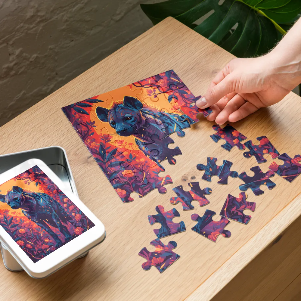 Luminous Hyena 
 Jigsaw Puzzle in Tin Box