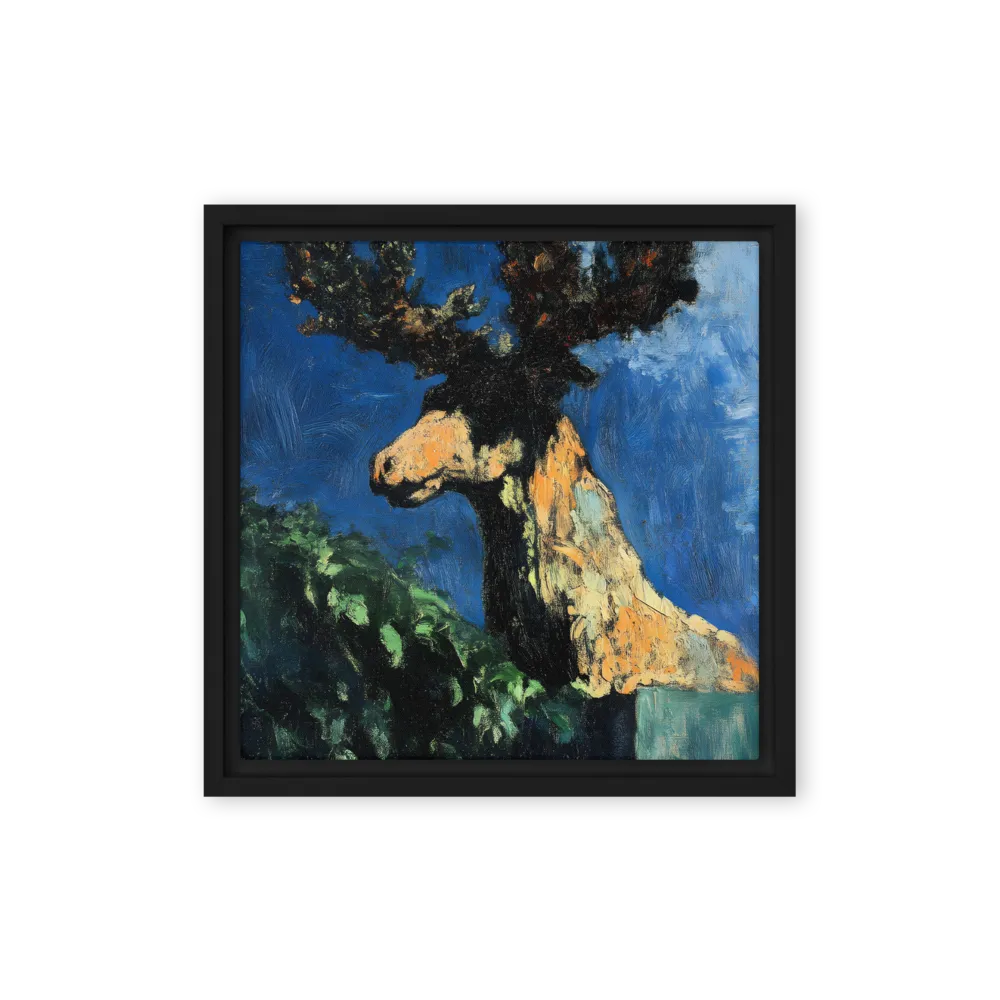 The Majestic Deer in Nature | Canvas with Black Frame | 12″×12″