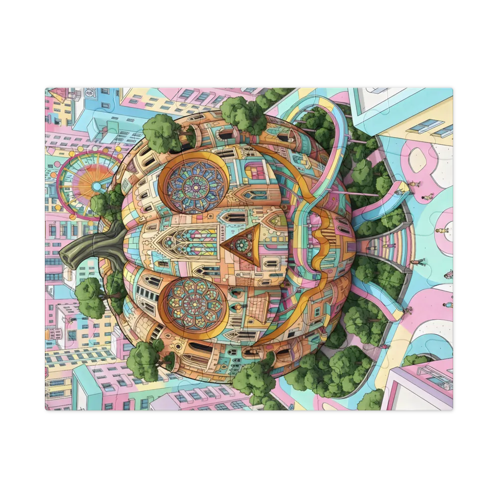 Pumpkin Cathedral 
 Jigsaw Puzzle in Tin Box