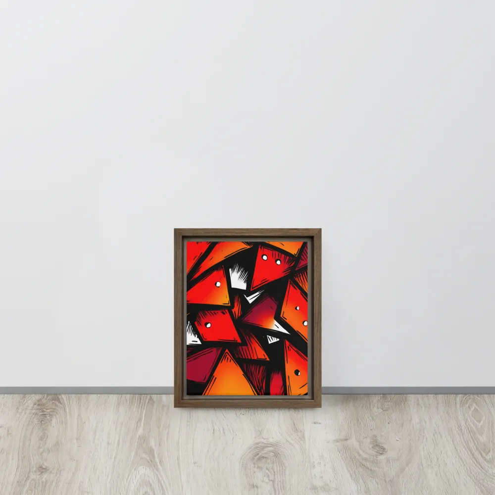 Dynamic Geometry of Red and Orange | Canvas with Brown Frame | 8″×10″