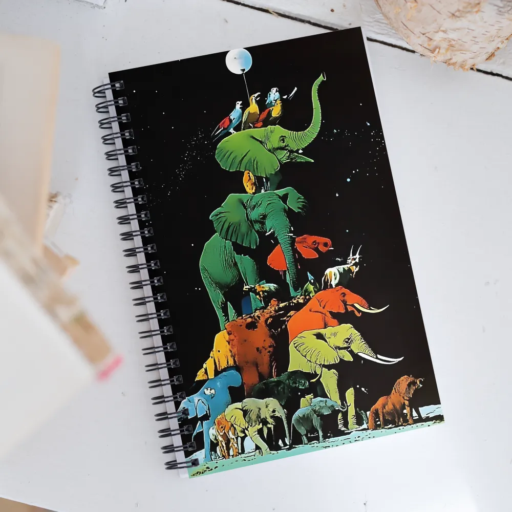 The Playful Tower of Elephants | Spiral Notebook