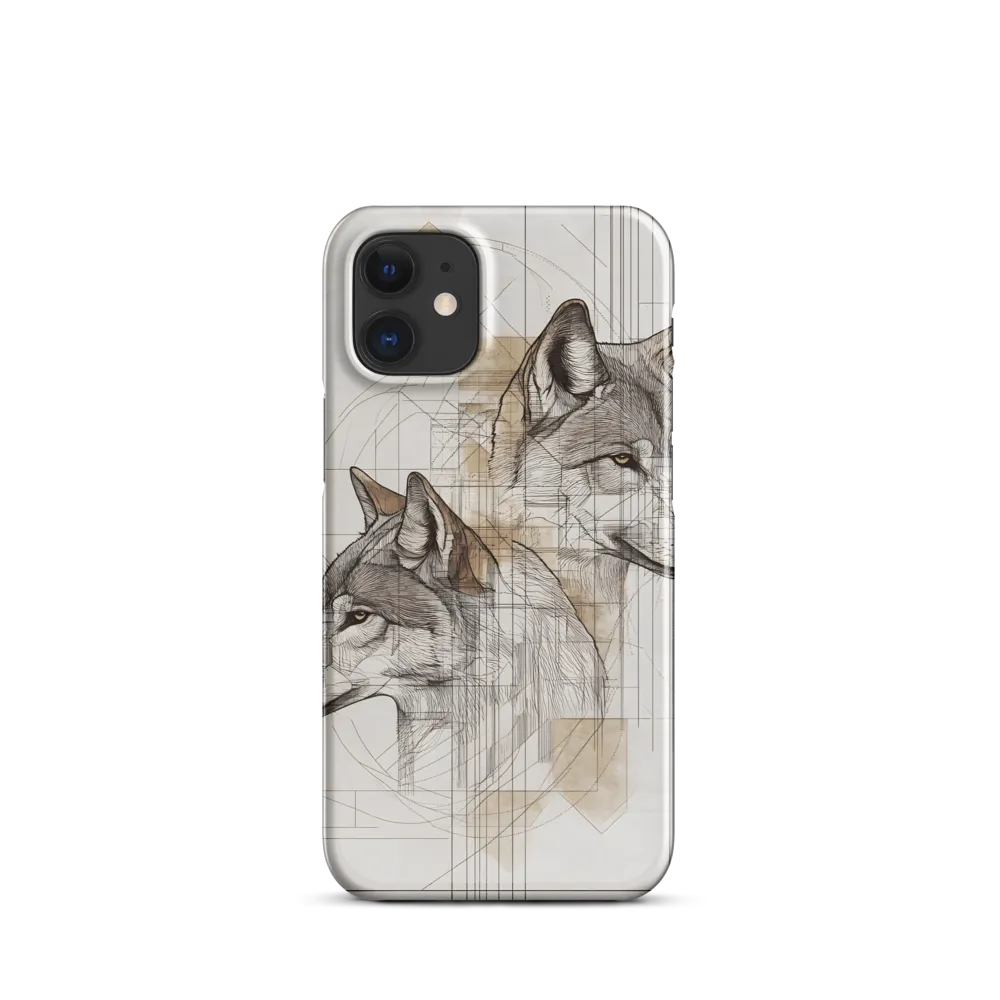 Geometric Harmony: The Essence of Wolves | Phone Case |  12 Mini | Snap Case | Glossy