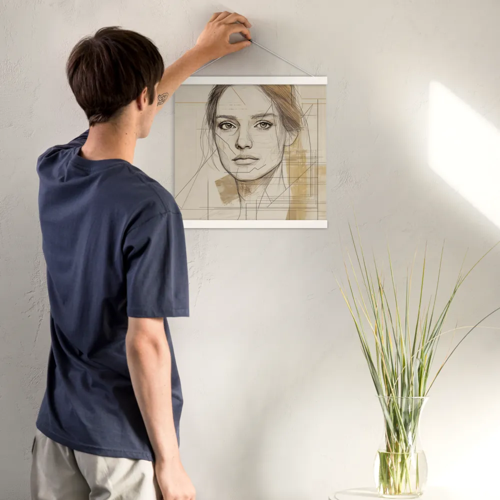 Geometric Elegance: A Modern Portrait | Poster With White Wood Hanger | 16″×16″