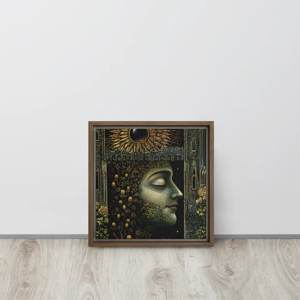 Nature’s Embrace: The Infinite Connection | Canvas with Brown Frame | 12″×12″