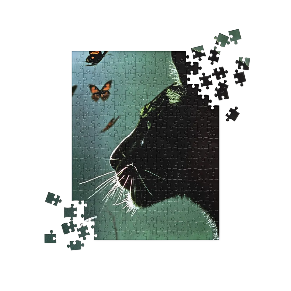 Mystical Encounter: Cat and Butterflies | Jigsaw Puzzle | 252 pieces