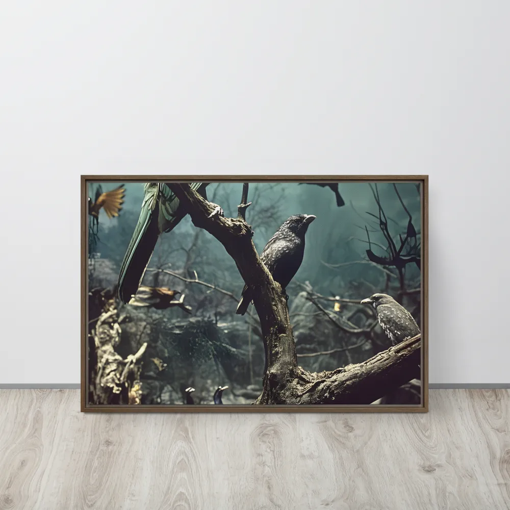 Whispers of the Avian Realm | Canvas with Brown Frame | 20″×30″