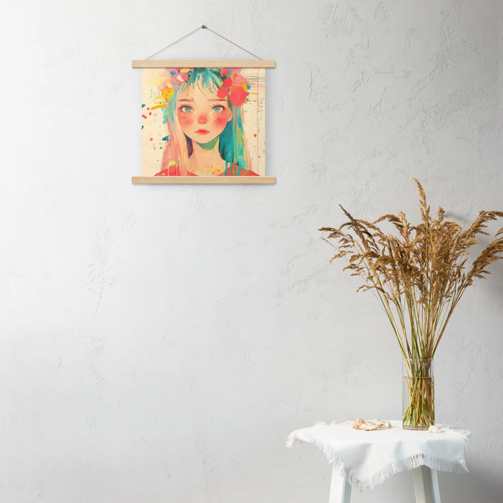 Whimsical Blossom | Poster With Oak Wood Hanger | 14″×14″