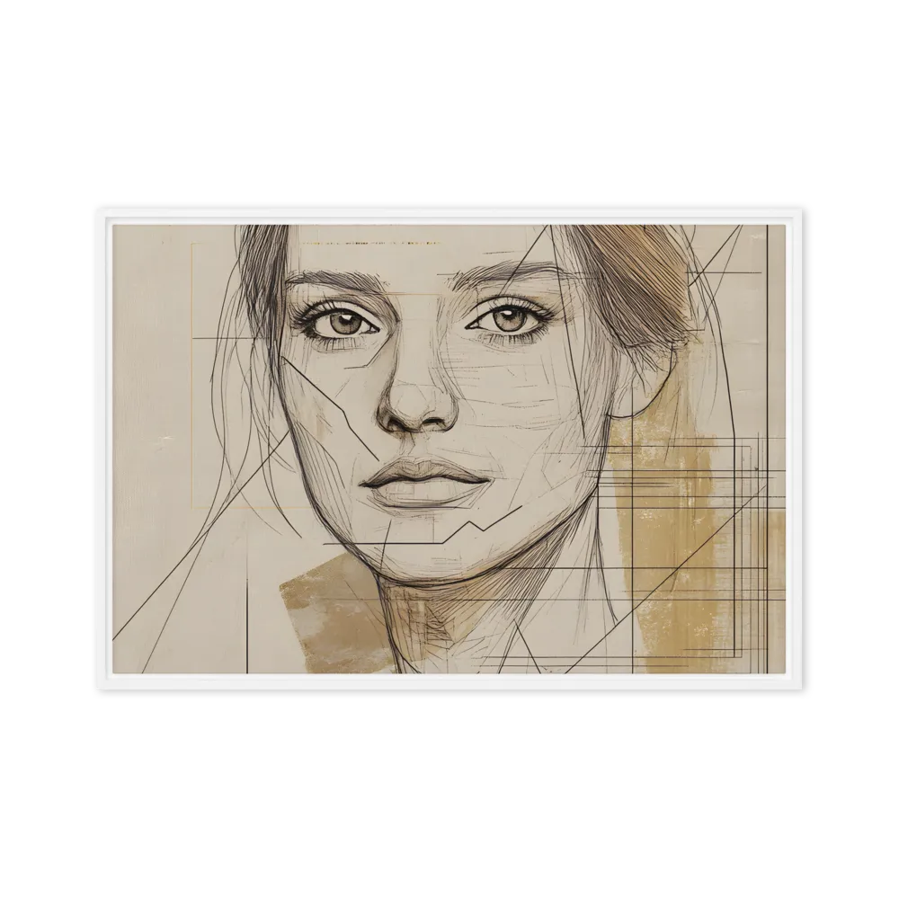 Geometric Elegance: A Modern Portrait | Canvas with White Frame | 24″×36″