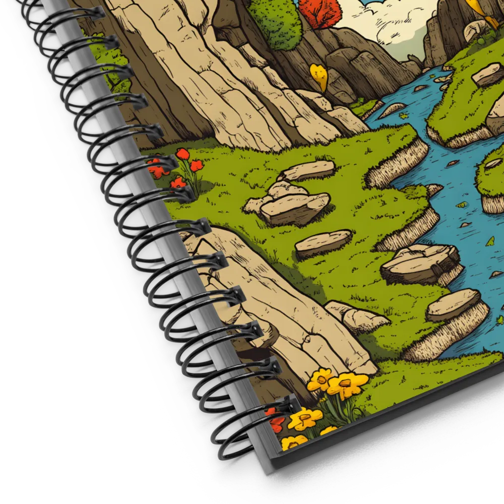 Whimsical Serenity: A Canyon Landscape | Spiral Notebook